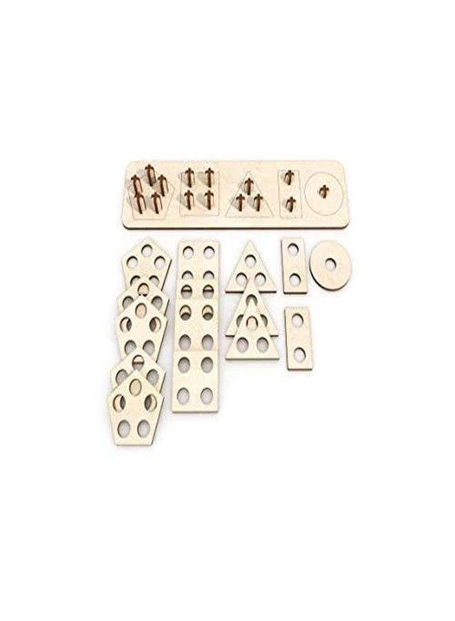 Tokyodo Wooden Intellectual Geometric Shape Matching Toy - Five Column Block Puzzle Educational & Learning Game for Kids - Image 1